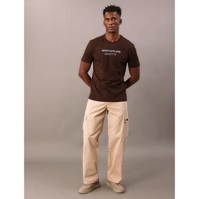 Camiseta Manga Curta Calvin Klein Jeans Masculino Make New Plans - Marrom