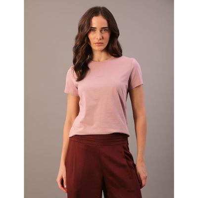 Camiseta Calvin Klein Feminina Mini Logo - Rosa Pó