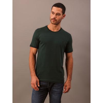 Camiseta Manga Curta Calvin Klein Masculino Gola Com Frisos - Verde Médio