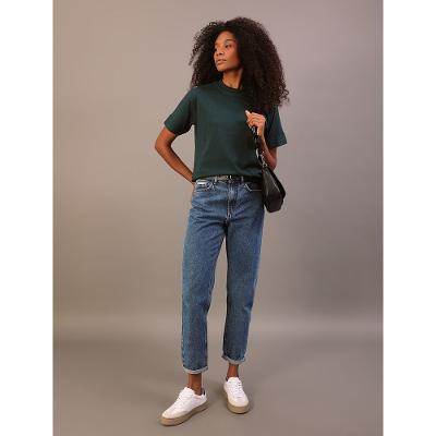 Camiseta Calvin Klein Jeans Feminino Manga Curta Bordada - Verde Médio