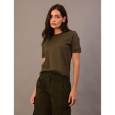 Camiseta Calvin Klein Jeans Feminino Organic Frase - Militar