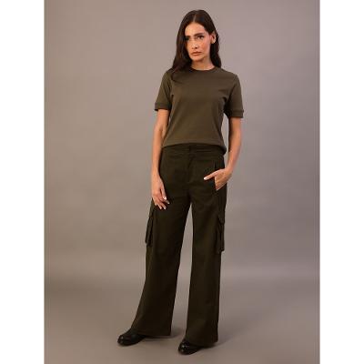 Camiseta Calvin Klein Jeans Feminino Organic Frase - Militar
