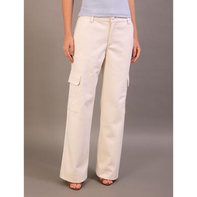 Calça Cargo Calvin Klein Feminino Com Bolso Traseiro Assimétrica - Off White