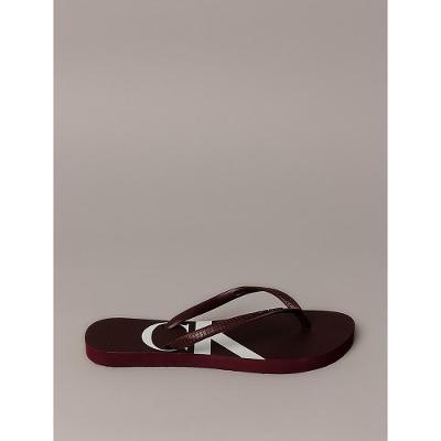 Chinelo Calvin Klein Jeans Feminino Logo Corrido Ck - Bordo