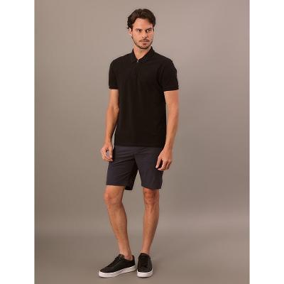 Polo Manga Curta Calvin Klein Masculino Slim Meio Zíper - Preto