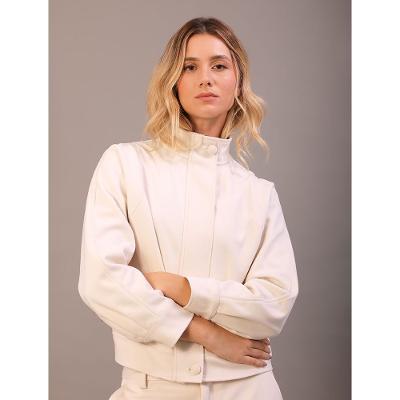 Jaqueta Calvin Klein Feminina Gola Alta Com Recortes - Off White