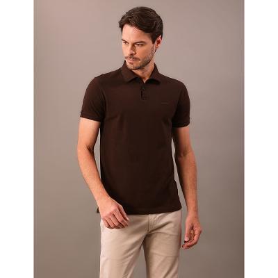 Polo Manga Curta Calvin Klein Regular Listras Surton - Marrom
