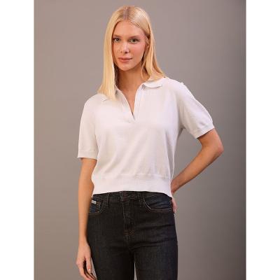 Suéter  Calvin Klein Feminino Manga Curta Colarinho  Johnny - Light Grey