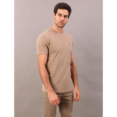 Camiseta Manga Curta Calvin Klein Masculino Piquet Patch Borrach - Caqui Medio