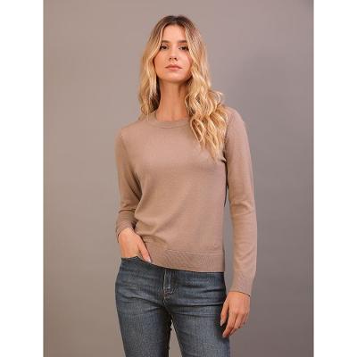 Suéter Tricot Feminino Com Cashmere - Caqui Medio
