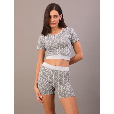 Blusa Manga Curta Padronagem Aop Calvin Klein Feminina Seamless - Mescla