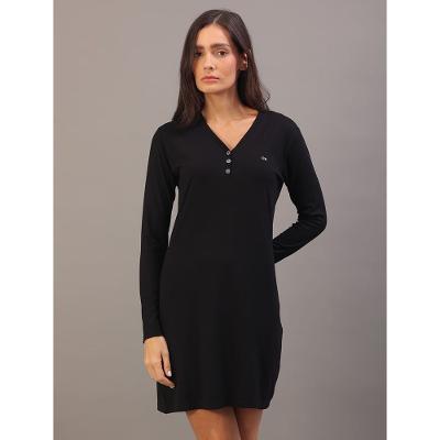 Camisola Curta Manga Longa Visco Canelada - Preto