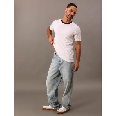 Camiseta Manga Curta Calvin Klein Jeans Masculino Boxy Gola Colorida - Off White