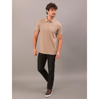 Polo Manga Curta Calvin Klein Jeans Regular Etiqueta Calvin Klein Barra - Caqui Medio