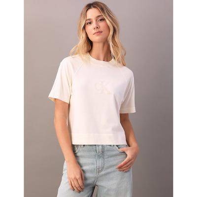 Camiseta Calvin Klein Jeans Feminino Silk Riscas - Off White