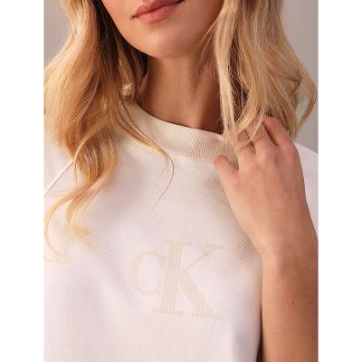 Camiseta Calvin Klein Jeans Feminino Silk Riscas - Off White