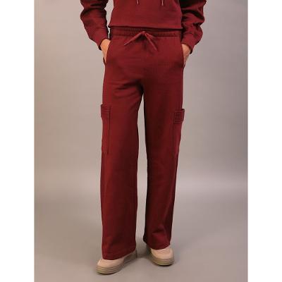 Calça Calvin Klein Jeans Feminino Moletom Bolso Cargo - Bordo