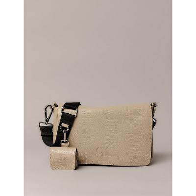 Bolsa Média Calvin Klein Jeans Feminino Chaveiro - Caqui Claro