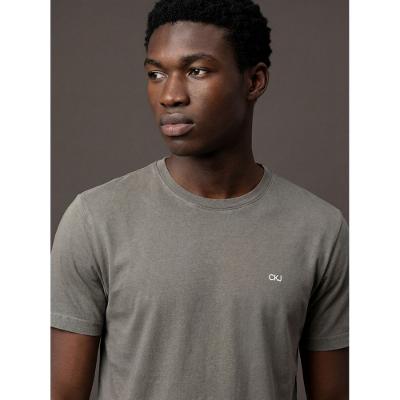 Camiseta Manga Curta Calvin Klein Jeans Masculino Logo Ckj Pigmento - Chumbo