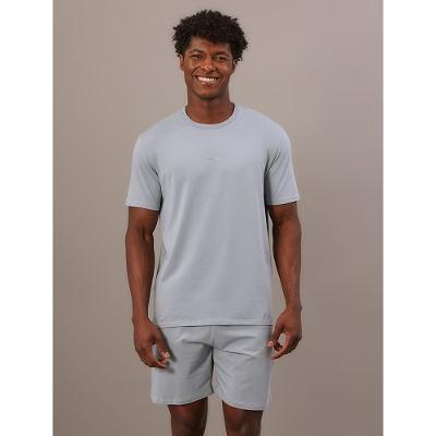 Pijama Masculino Manga Curta e Bermuda Pima Cotton - Azul Claro