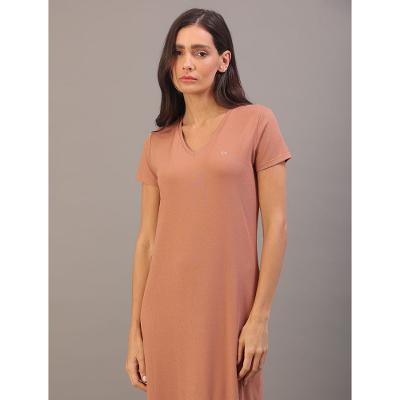 Camisola Feminina Midi Visco Canelada Calvin Klein Underwear - Caramelo