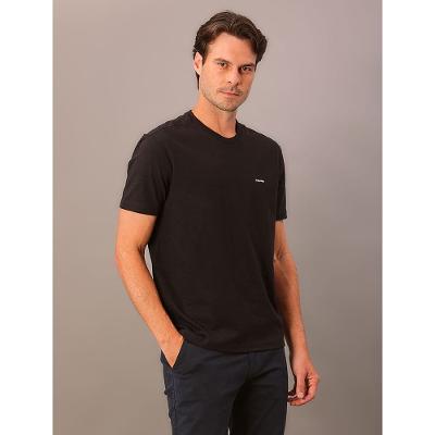 Camiseta Masculina Slim Minimalista Flamê Calvin Klein - Preto