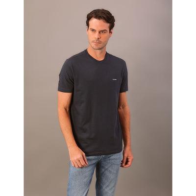 Camiseta Masculina Slim Minimalista Flamê Calvin Klein - Azul Marinho