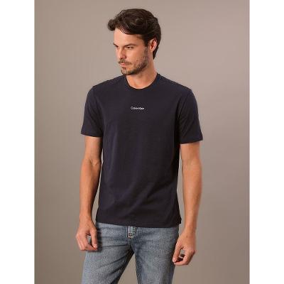 Camiseta Masculina Meia Malha Flamê Calvin Klein - Azul Marinho