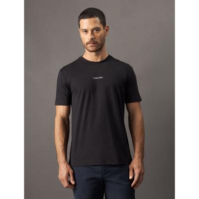 Camiseta Masculina Meia Malha Flamê Calvin Klein - Preto