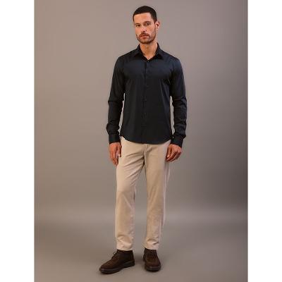 Camisa Masculina Manga Longa Slim Básica - Marinho