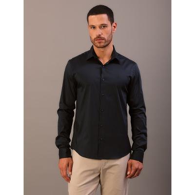 Camisa Masculina Manga Longa Slim Básica - Marinho