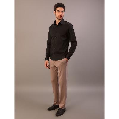Camisa Masculina Manga Longa Slim Básica - Preto