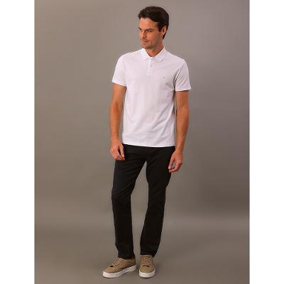 Polo Masculina Básica Slim Sem Friso Calvin Klein - Branco