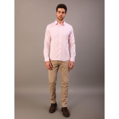 Camisa Masculina Manga Longa Slim Básica - Rosa Claro