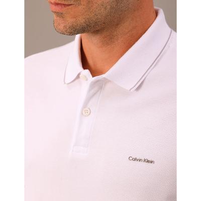 Camisa Polo Masculina Slim Básica Com Friso Calvin Klein - Branco