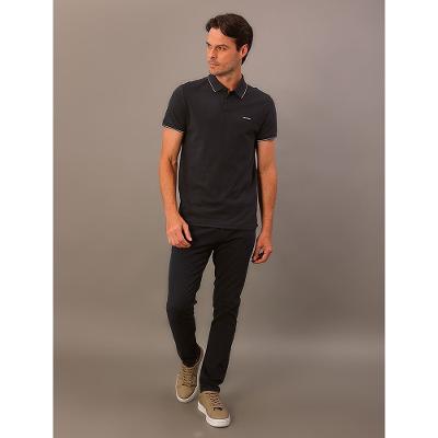 Camisa Polo Masculina Slim Básica Com Friso Calvin Klein - Azul Marinho