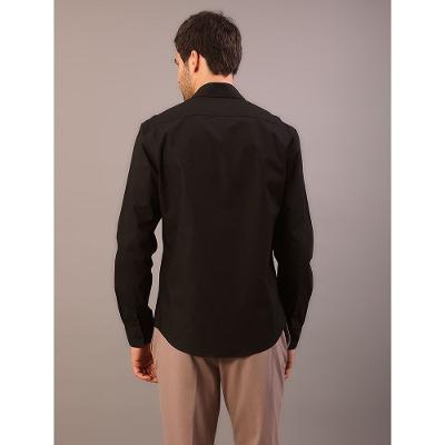 Camisa de Manga Longa Masculina Regular Estampa Ck Bordada Calvin Klein - Preto