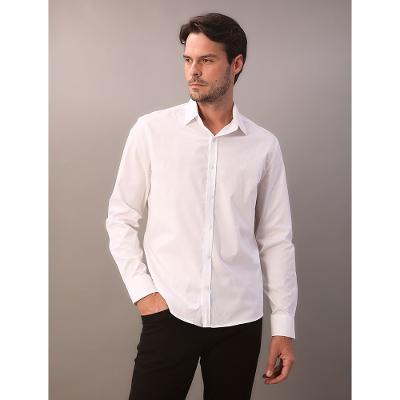 Camisa de Manga Longa Masculina Regular Estampa Ck Bordada Calvin Klein - Branco