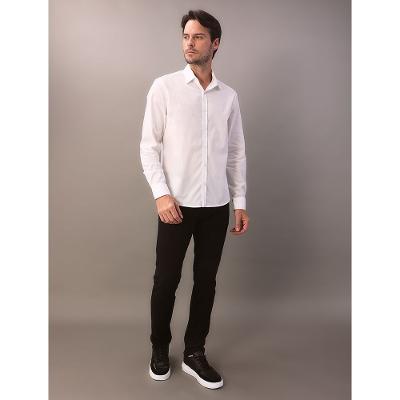 Camisa de Manga Longa Masculina Regular Estampa Ck Bordada Calvin Klein - Branco