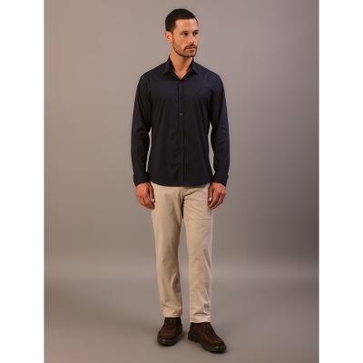 Camisa de Manga Longa Masculina Regular Estampa Ck Bordada Calvin Klein - Azul Marinho