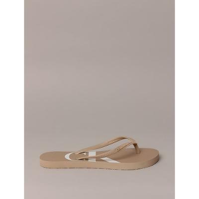 Chinelo Feminino Logo Corrido Calvin Klein Jeans - Caqui Claro