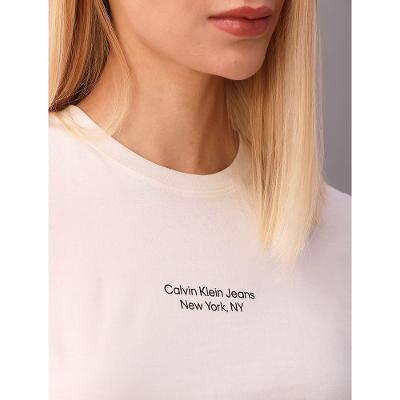 Camiseta Calvin Klein Jeans Feminino Organic Frase - Off White