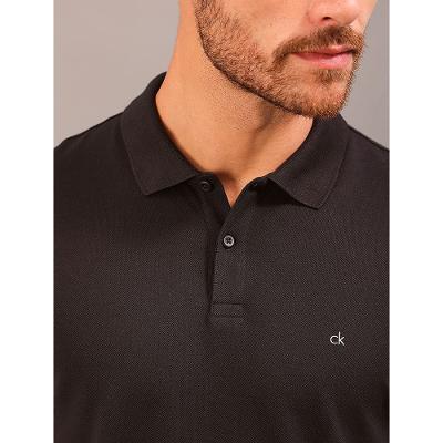 Polo Manga Curta Calvin Klein Masculino Slim Piquet Pima - Preto