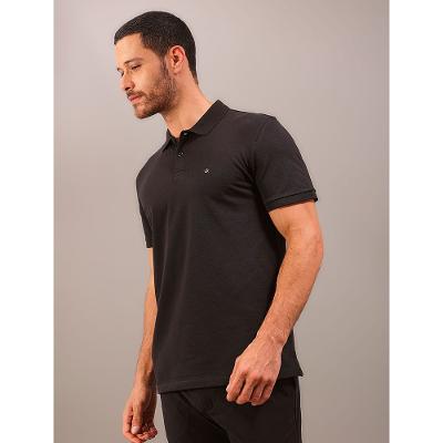 Polo Manga Curta Calvin Klein Masculino Slim Piquet Pima - Preto