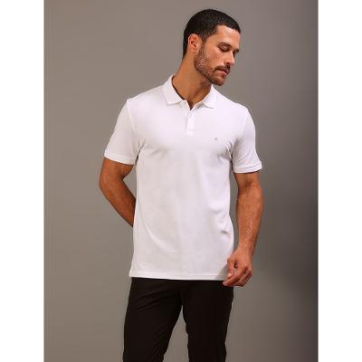 Polo Manga Curta Calvin Klein Masculino Slim Piquet Pima - Branco