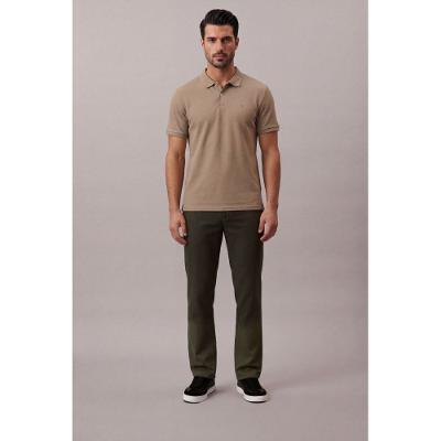Polo Manga Curta Calvin Klein Masculino Slim Piquet Pima - Caqui Medio