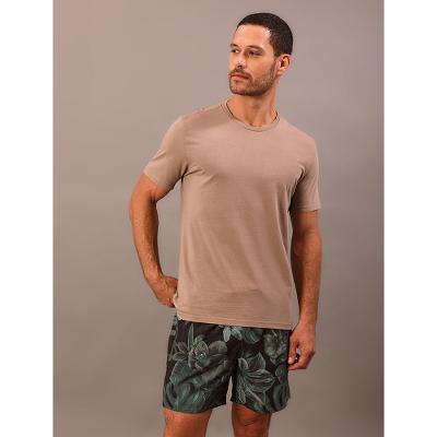 Camiseta Manga Curta Logo Costas Calvin Klein Swimwear - Caqui Medio