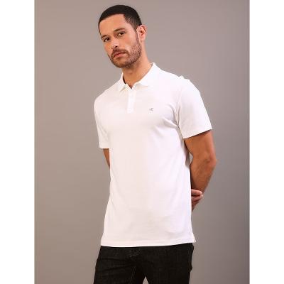Polo Manga Curta Calvin Klein Jeans Masculino Slim Meia Malha Pima - Branco ...