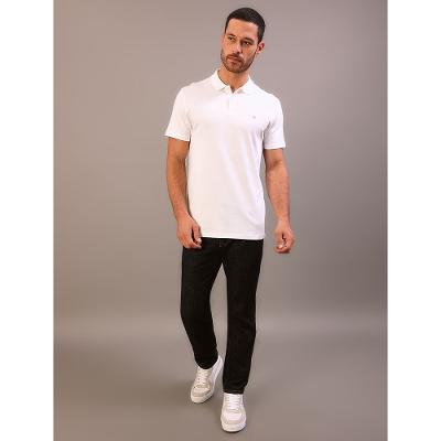 Polo Manga Curta Calvin Klein Jeans Masculino Slim Meia Malha Pima - Branco ...