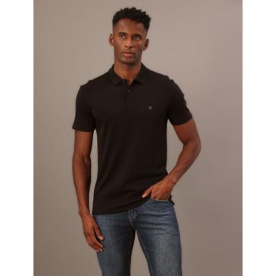 Polo Manga Curta Calvin Klein Jeans Masculino Slim Meia Malha Pima - Preto